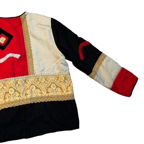 Vintage 90s Allure Jacket Art to Wear Abstract Patchwork Geo Print Medium - Picture 5 of 7
